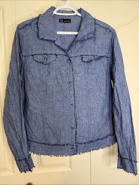 Carre Noir Blue Button-Front Women's Jacket